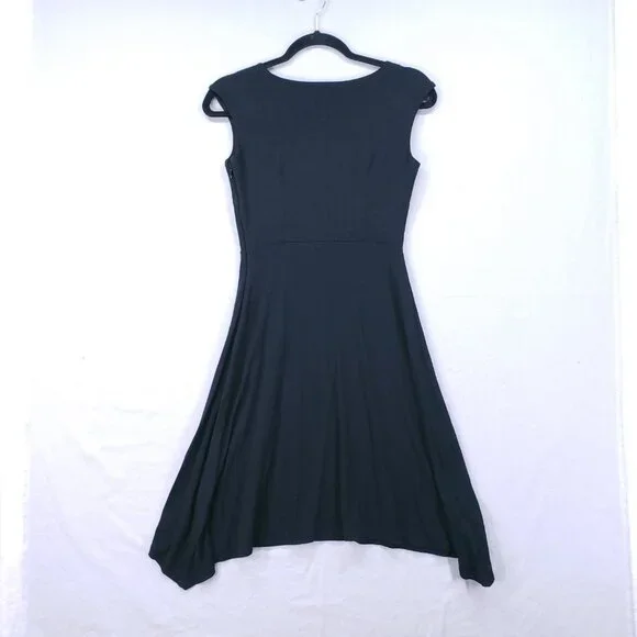 Ann Taylor Women Black Assymetrical Sleeveless A line Petite Dress XXSP - Picture 9 of 13